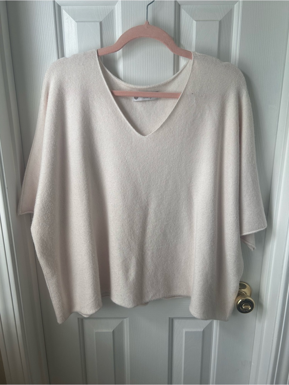 Cobblestone Living Italian V-Neck Poncho Sweater Ivory OS